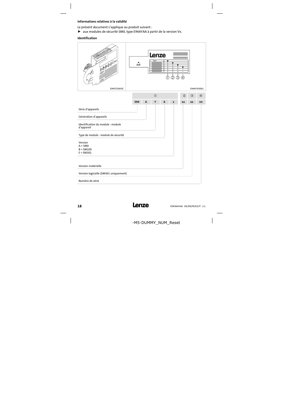 Informations relatives à la validité | Lenze E94AYAA − SM0 User Manual | Page 18 / 34