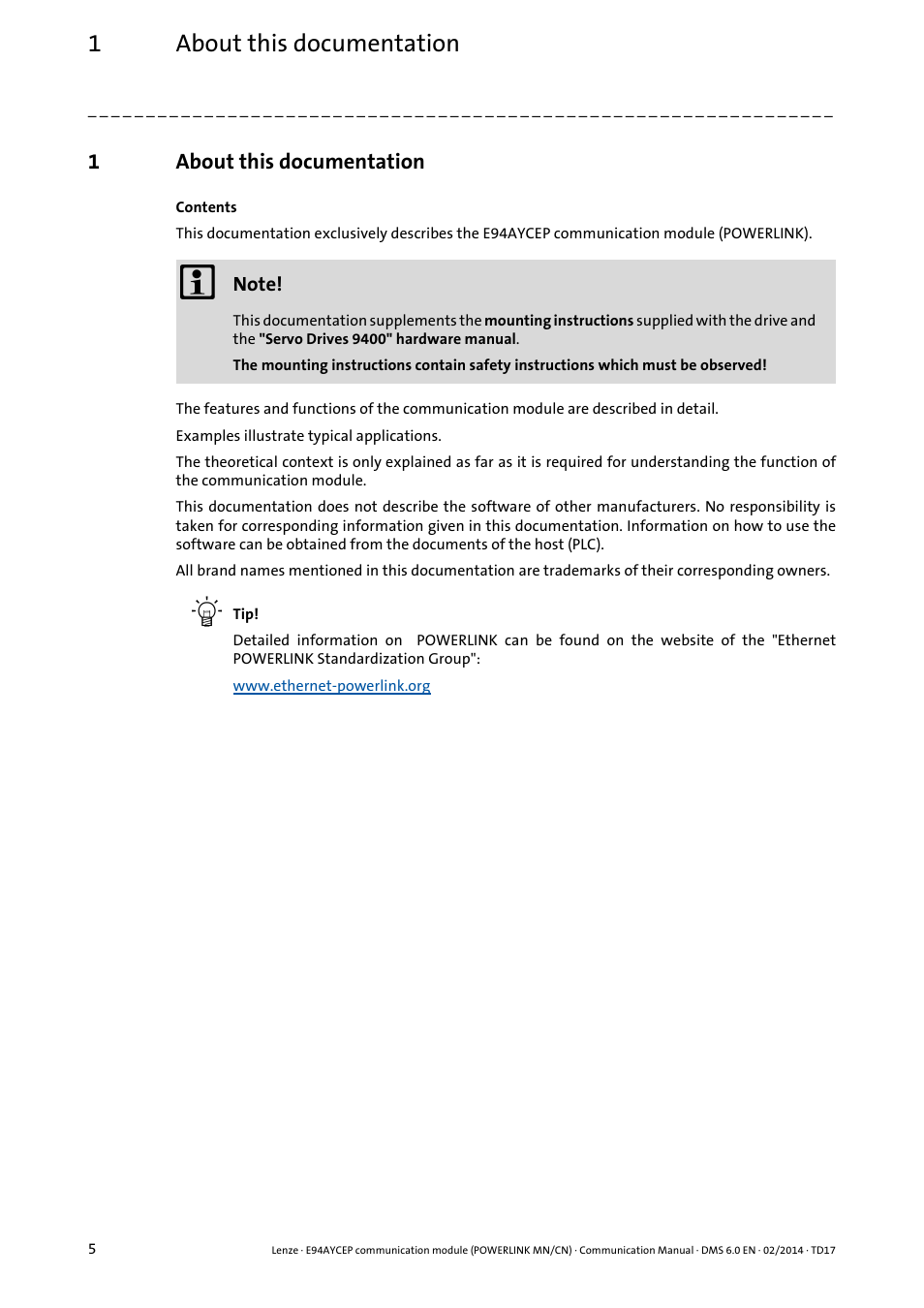 1 about this documentation, About this documentation, 1about this documentation | Lenze E94AYCEP User Manual | Page 4 / 148