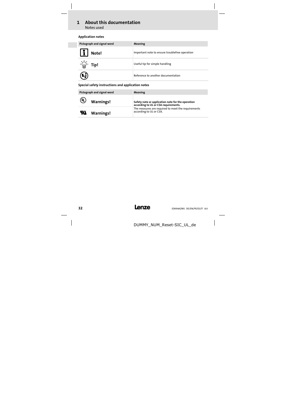 Lenze E94AZMS0314 User Manual | Page 32 / 132