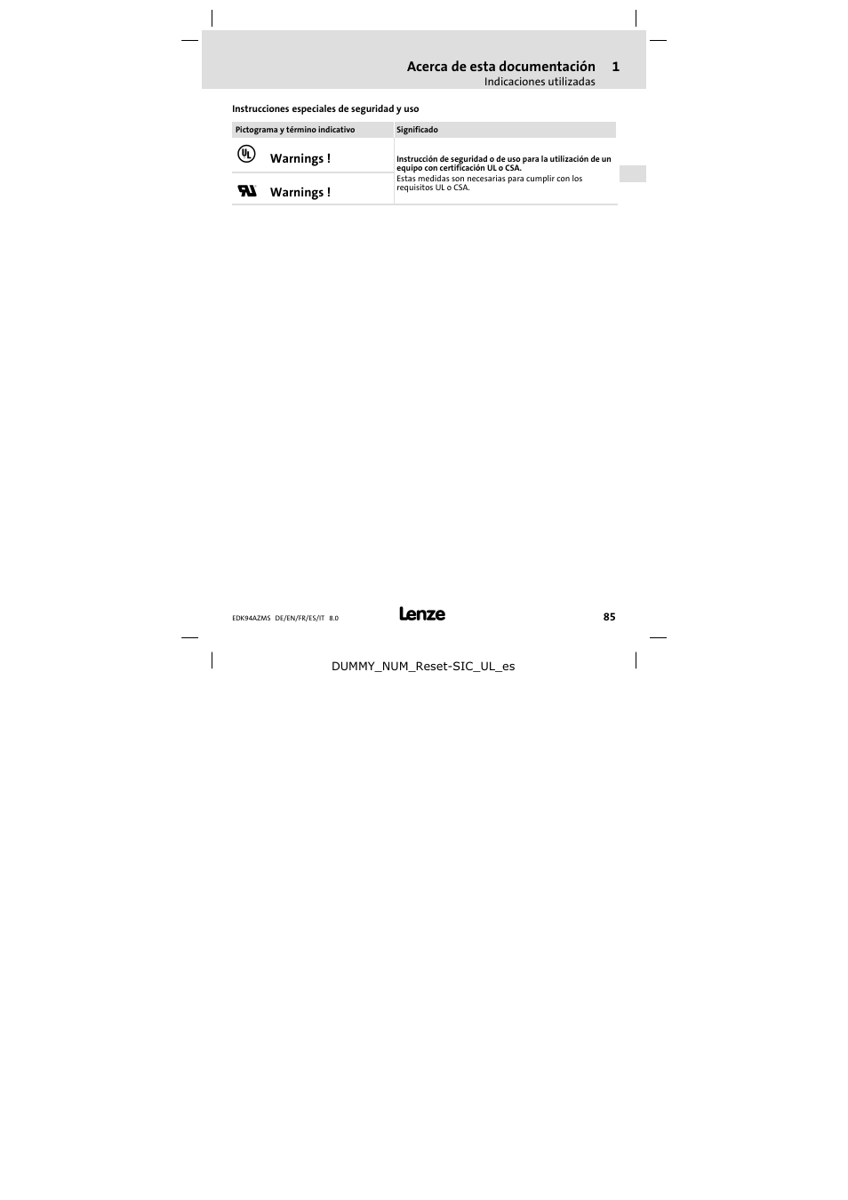 Lenze E94AZMS0314 User Manual | Page 85 / 132