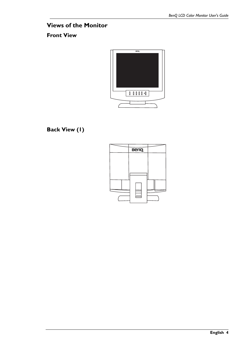 Views of the monitor | BenQ FP791 User Manual | Page 5 / 53