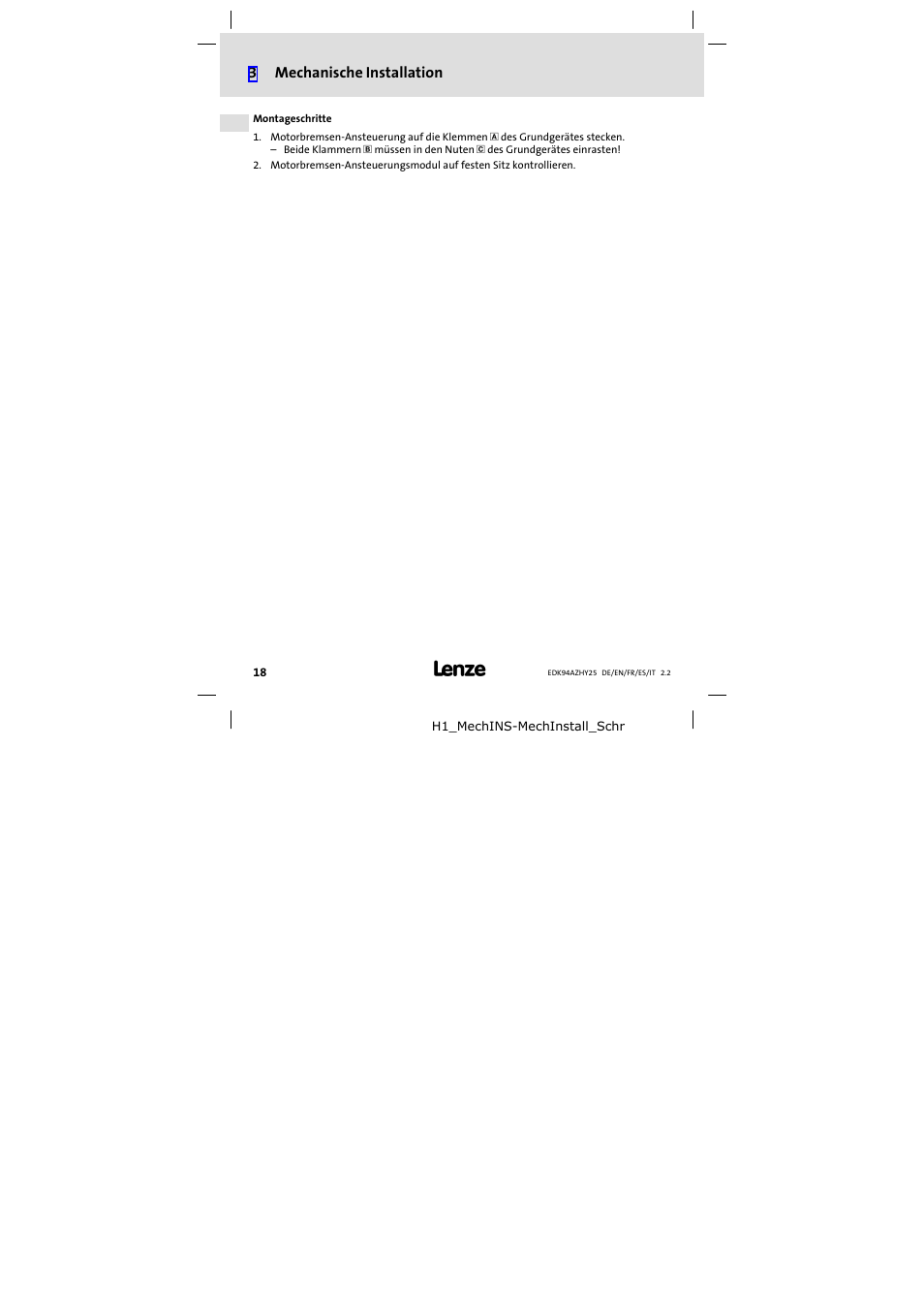 Lenze E94AZHY0025 User Manual | Page 18 / 94