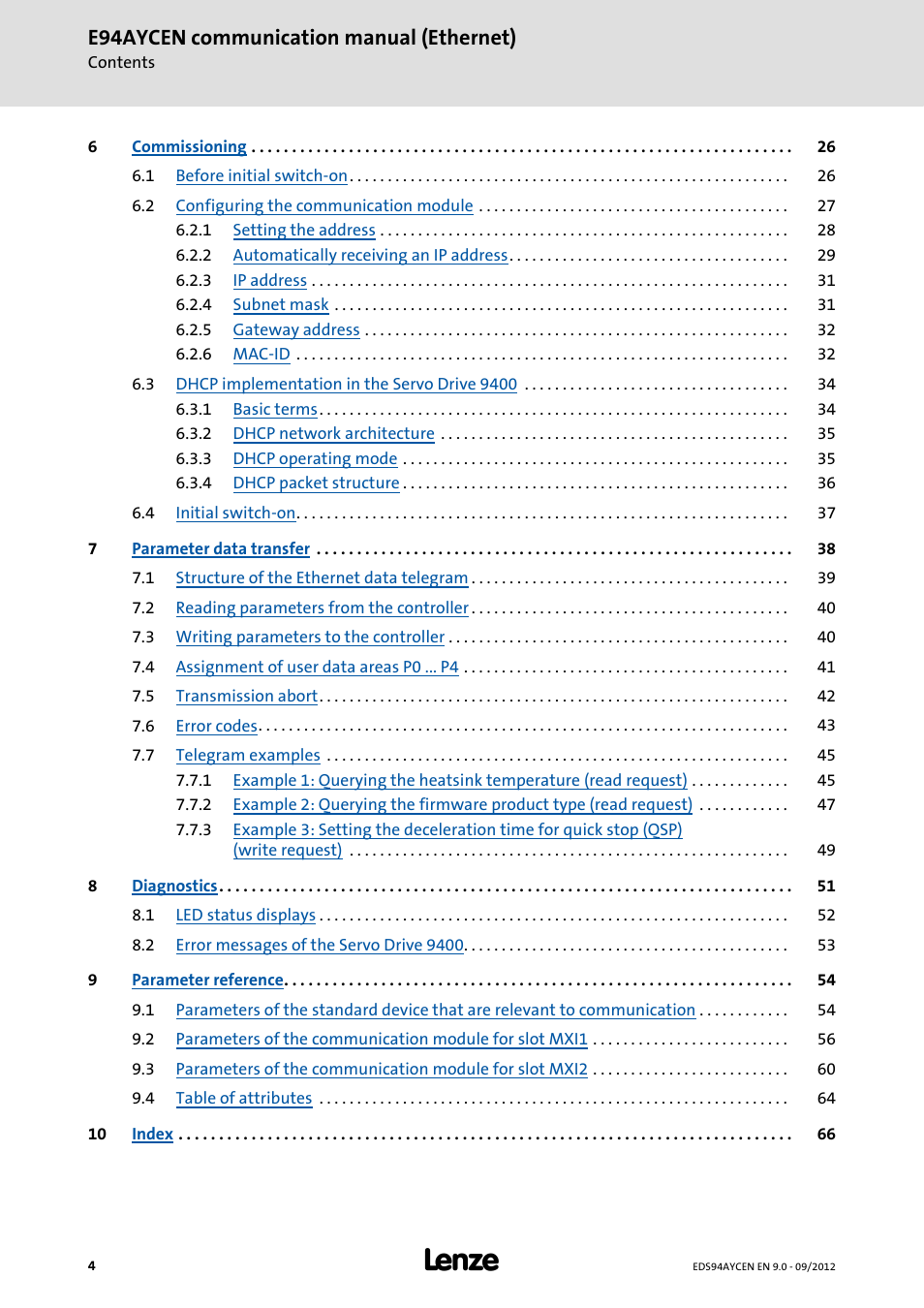 E94aycen communication manual (ethernet) | Lenze E94AYCEN User Manual | Page 4 / 68