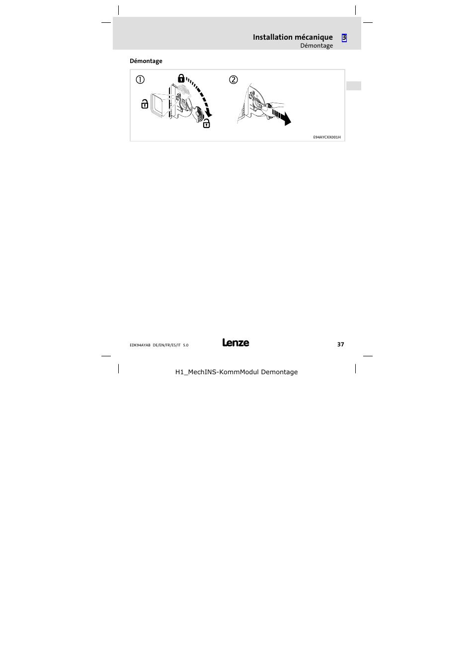 Démontage | Lenze E94AYAB − SM100 User Manual | Page 37 / 68