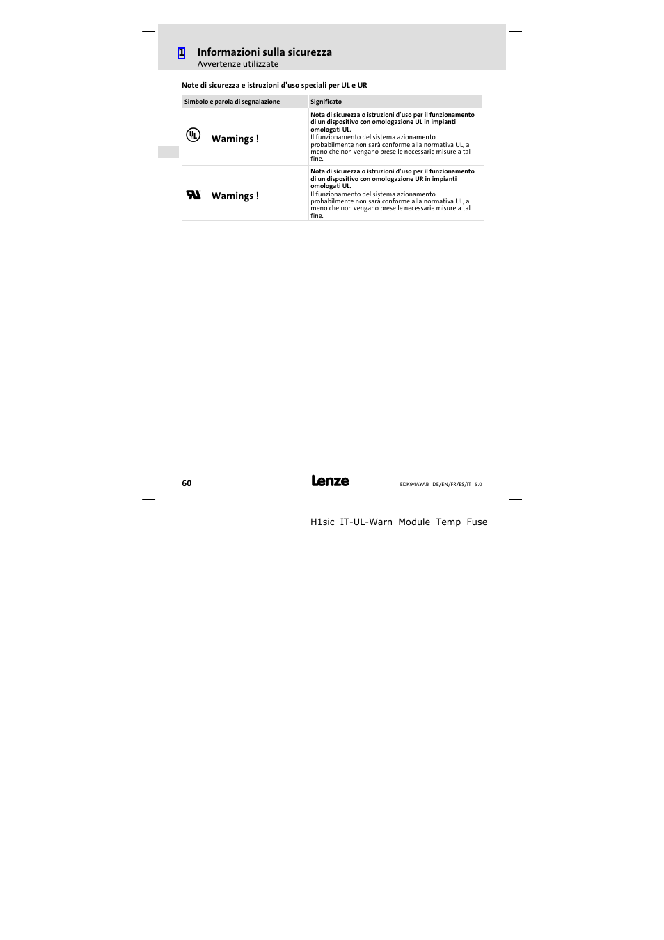 Lenze E94AYAB − SM100 User Manual | Page 60 / 68