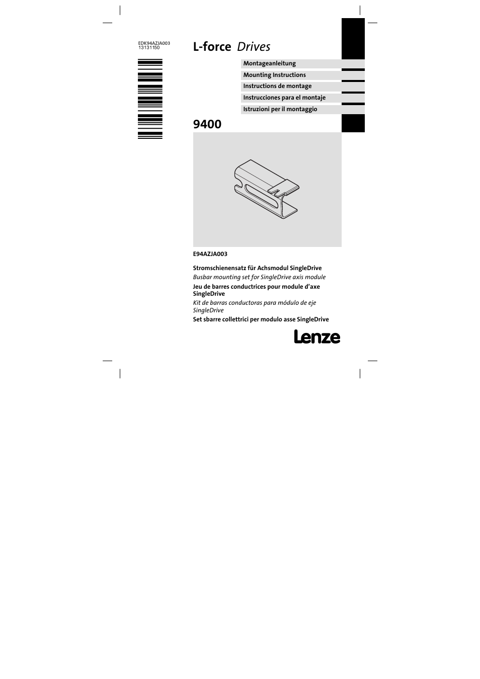Lenze E94AZJA003 User Manual | 8 pages