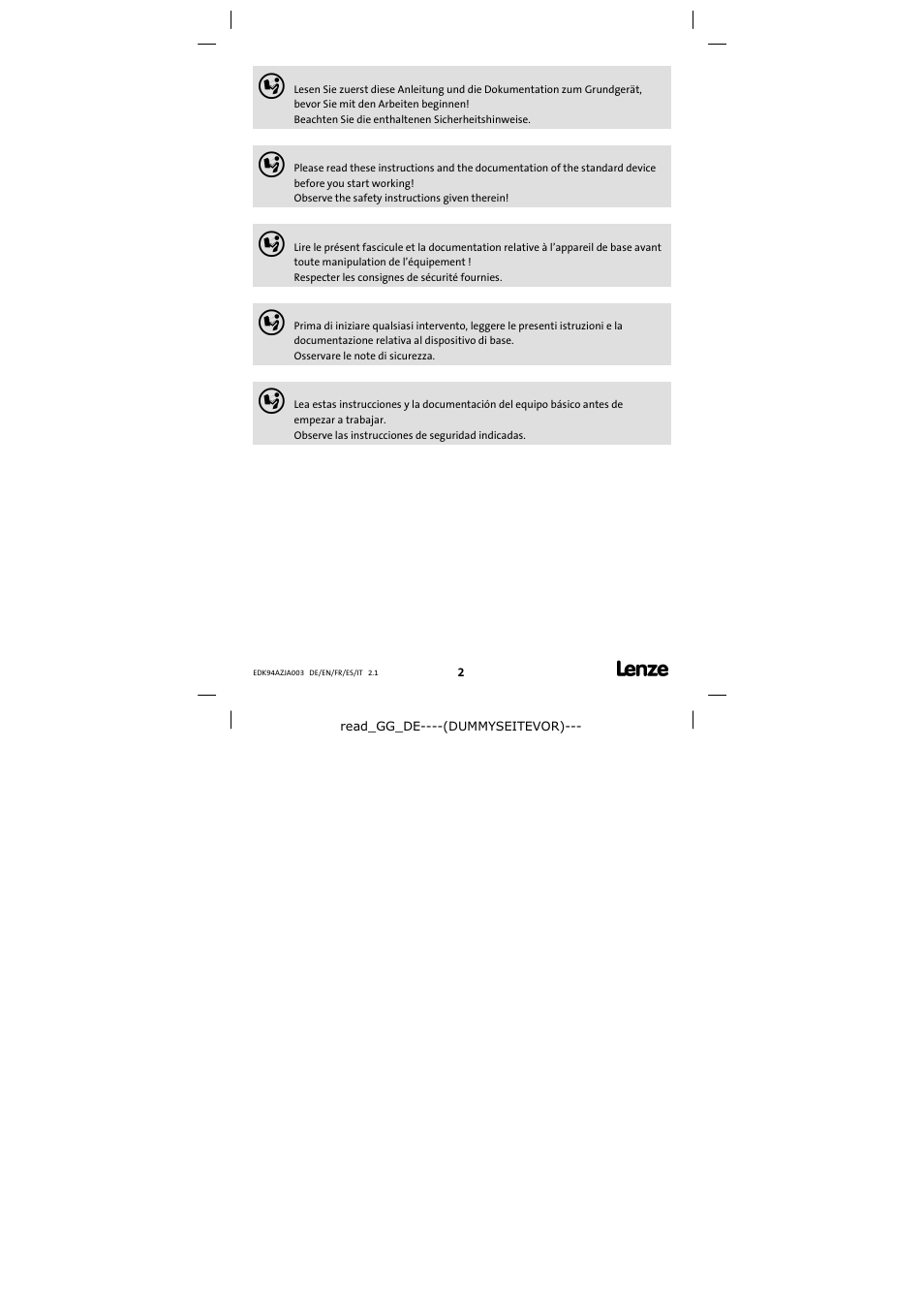 Lenze E94AZJA003 User Manual | Page 2 / 8
