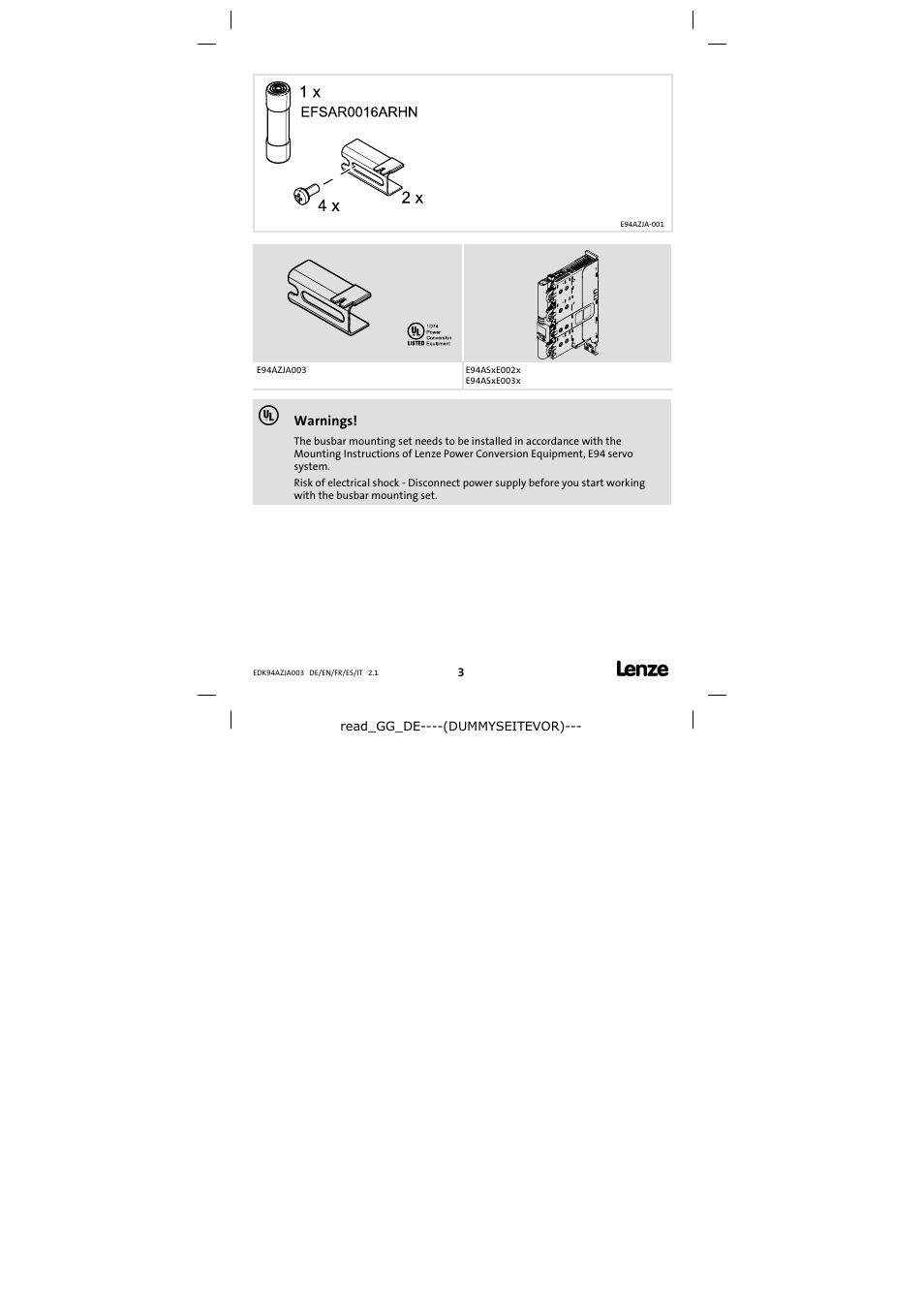 Lenze E94AZJA003 User Manual | Page 3 / 8