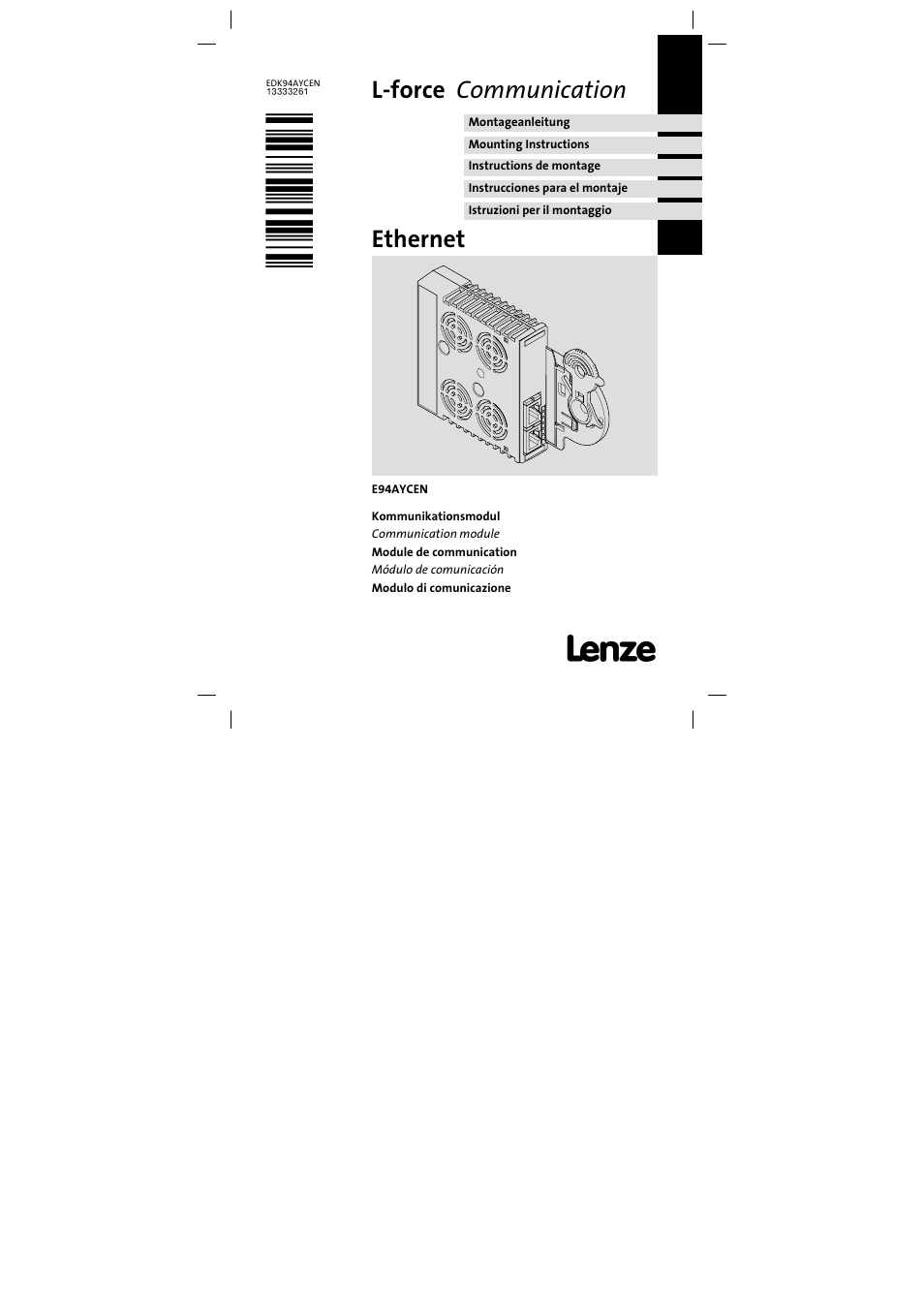 Lenze E94AYCEN User Manual | 84 pages