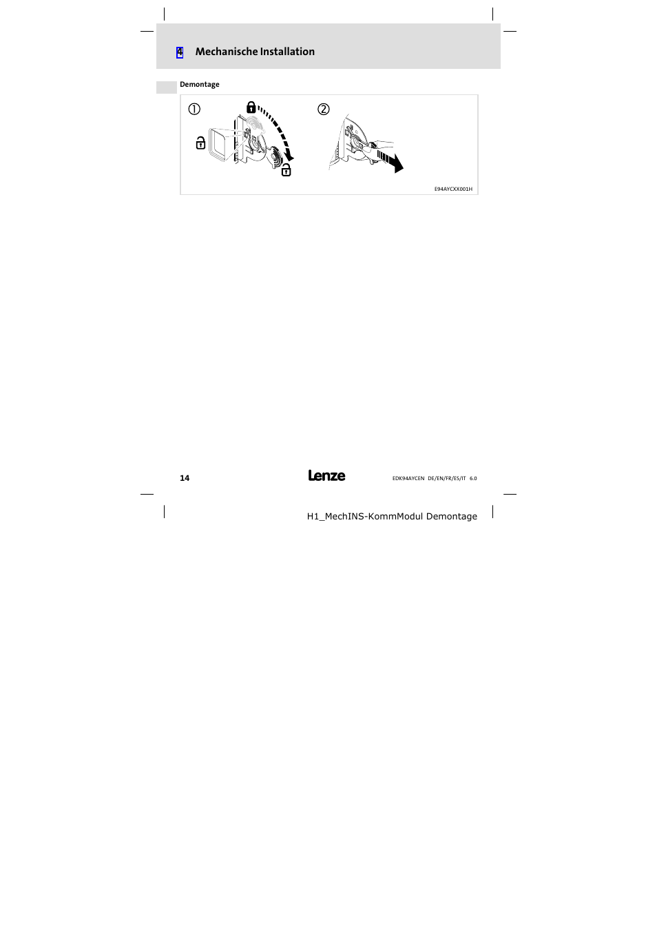 Lenze E94AYCEN User Manual | Page 14 / 84