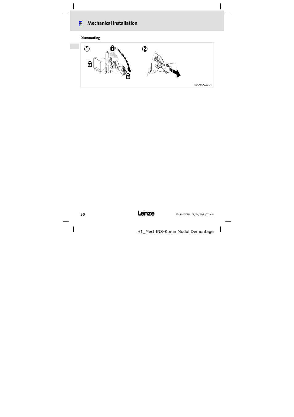 Lenze E94AYCEN User Manual | Page 30 / 84