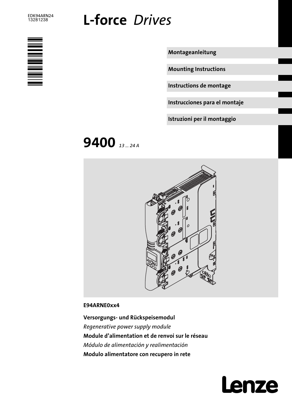 Lenze E94ARNE User Manual | 166 pages