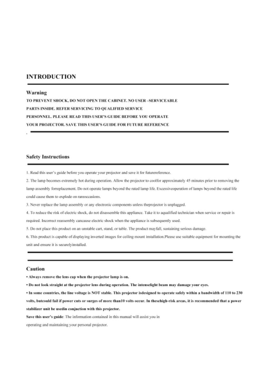 Safety precautions | BenQ PB6200 User Manual | Page 3 / 122