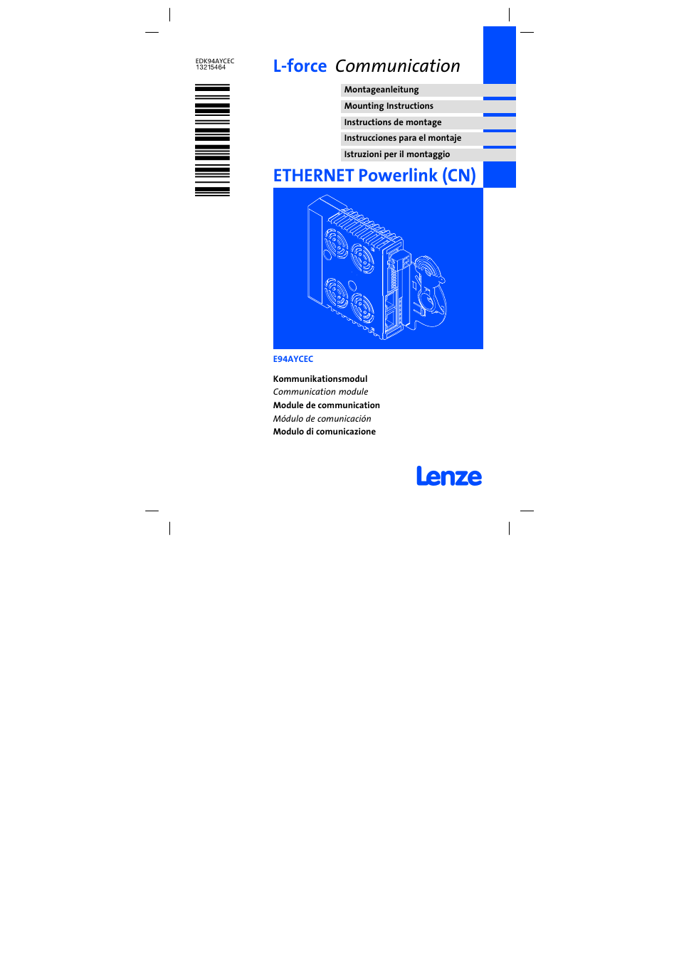 Lenze E94AYCEC User Manual | 46 pages