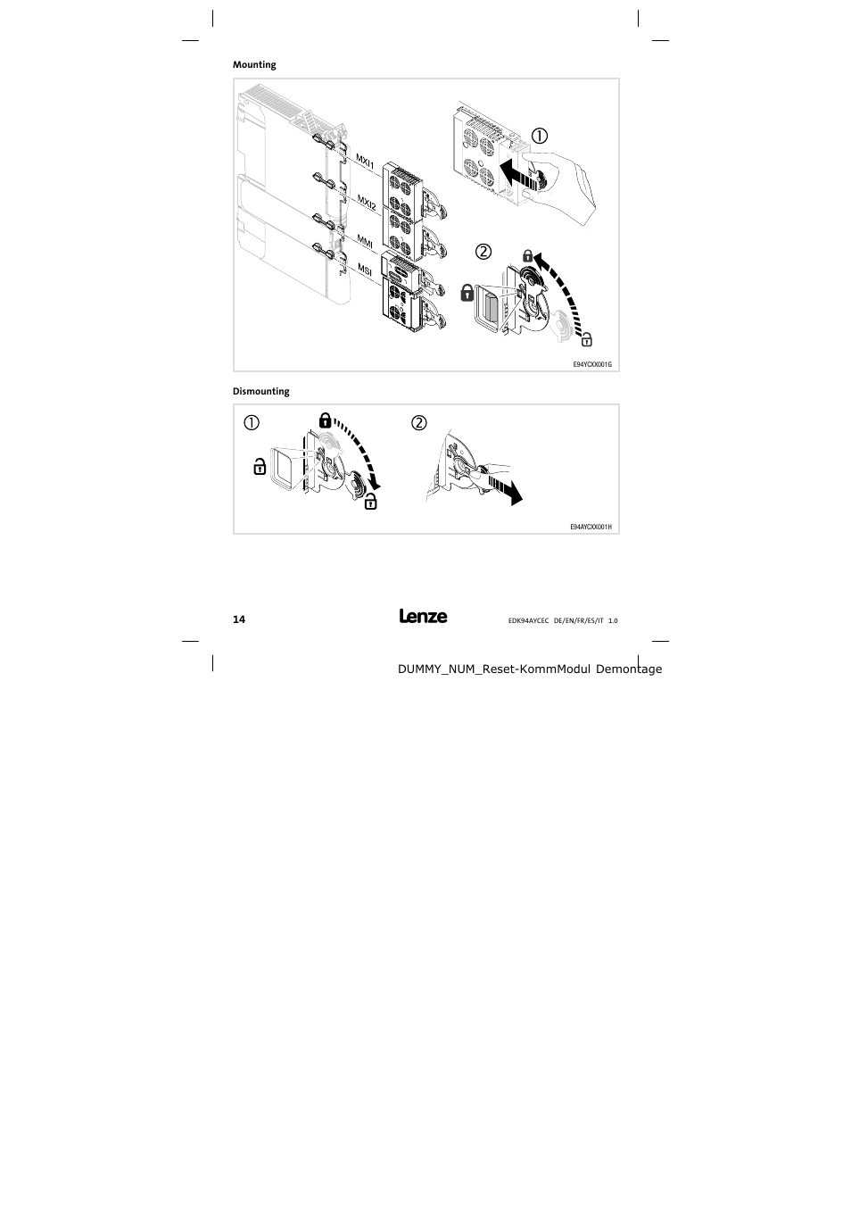 Mounting | Lenze E94AYCEC User Manual | Page 14 / 46