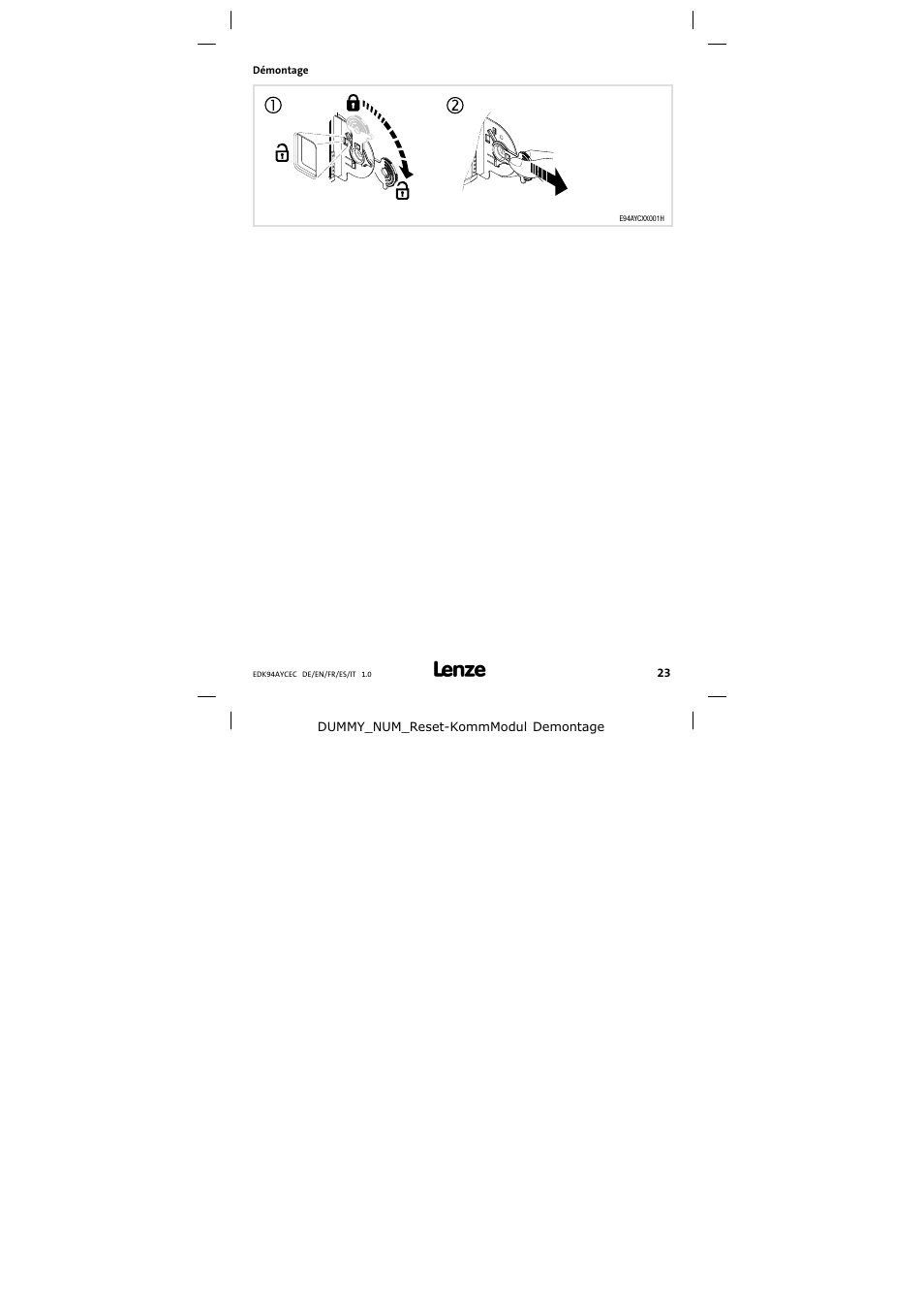 Lenze E94AYCEC User Manual | Page 23 / 46