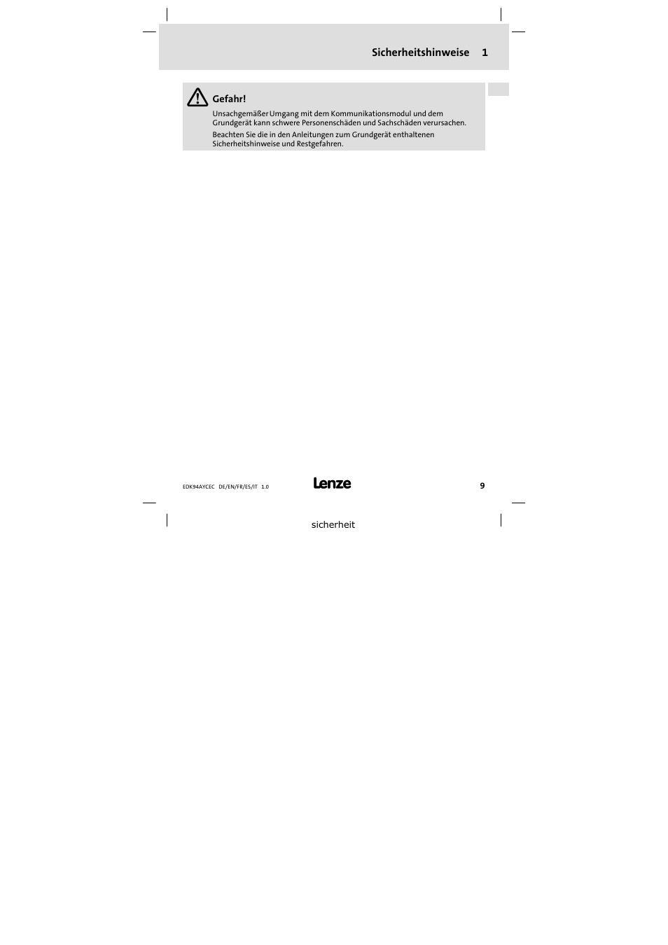 Lenze E94AYCEC User Manual | Page 9 / 46