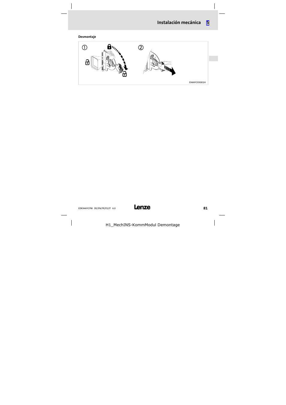 Lenze E94AYCPM User Manual | Page 81 / 114