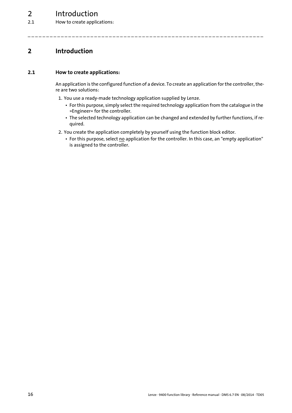2 introduction, 1 how to create applications, Introduction | How to create applications, 2introduction | Lenze E94A User Manual | Page 16 / 682
