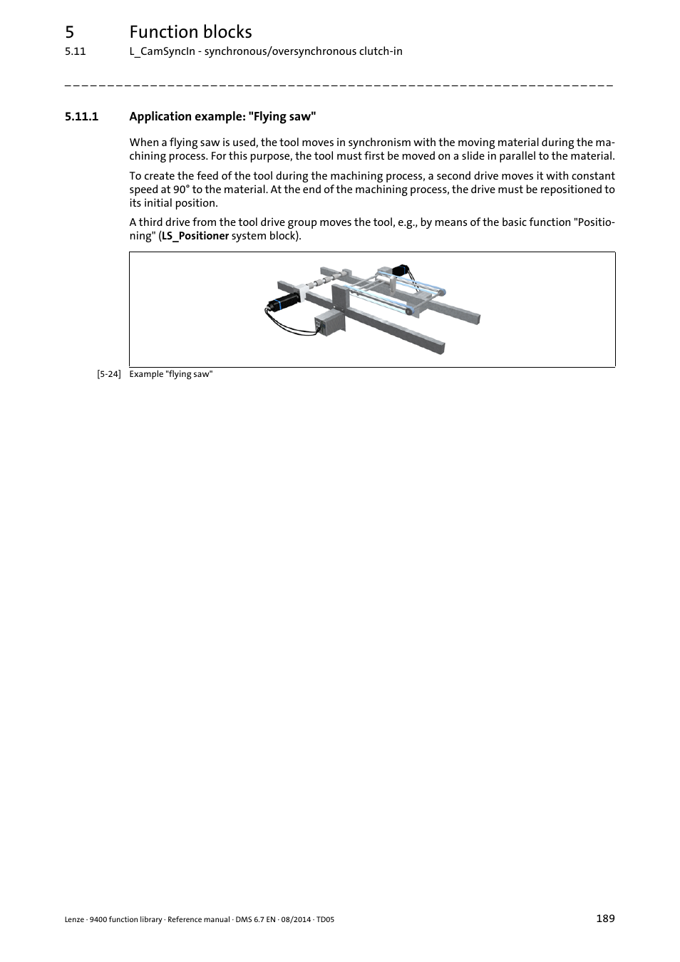 1 application example: "flying saw, 5function blocks | Lenze E94A User Manual | Page 189 / 682