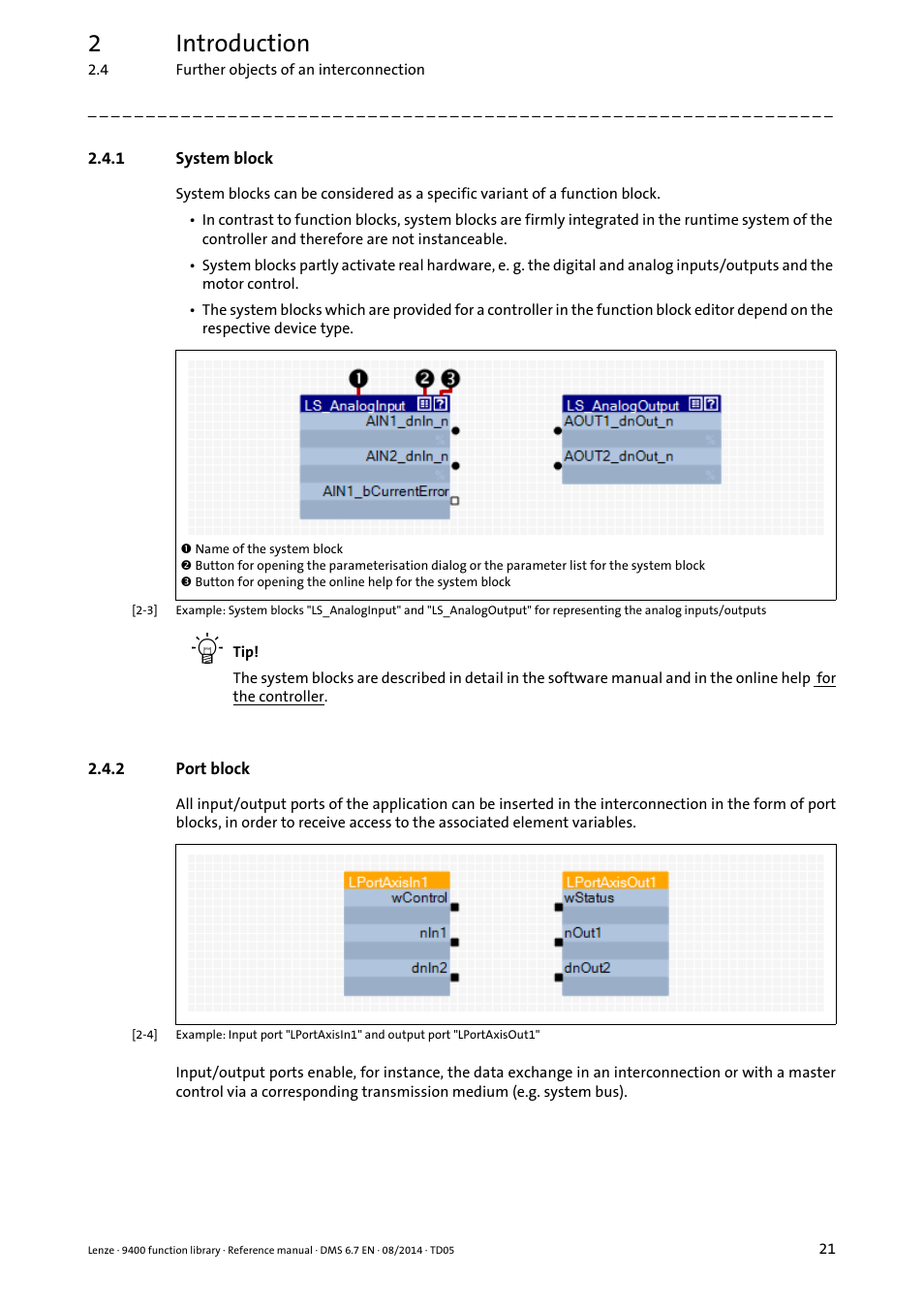1 system block, 2 port block, System block | Port block, 2introduction | Lenze E94A User Manual | Page 21 / 682