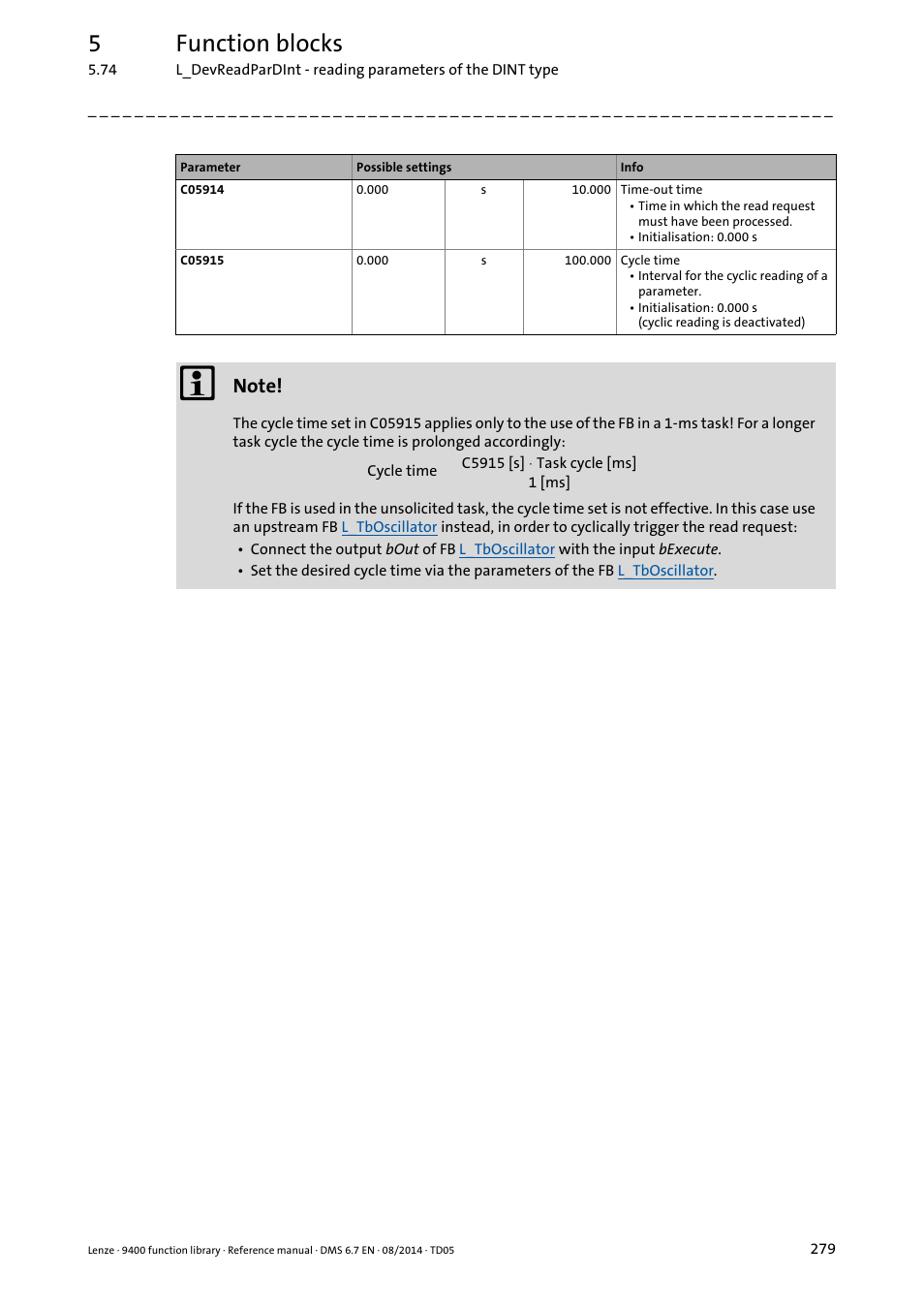 5function blocks | Lenze E94A User Manual | Page 279 / 682
