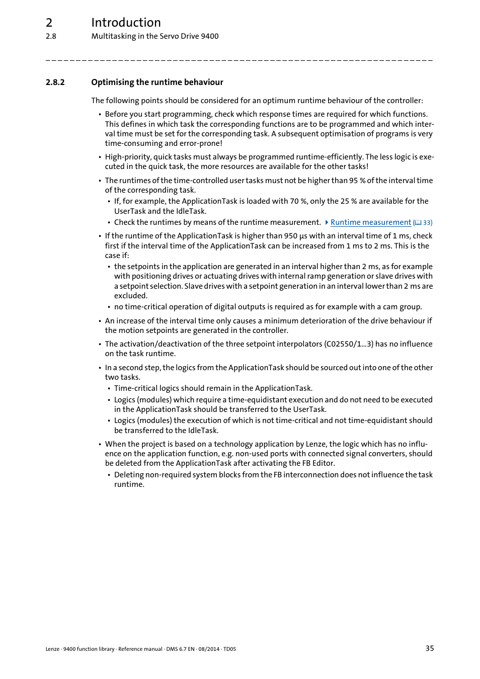 2 optimising the runtime behaviour, Optimising the runtime behaviour, 2introduction | Lenze E94A User Manual | Page 35 / 682