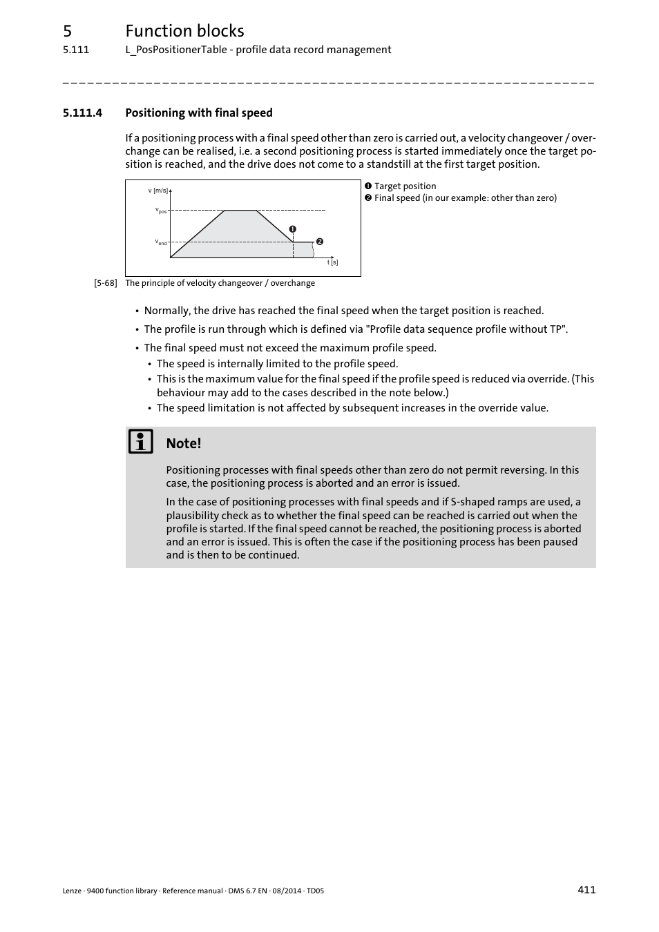 4 positioning with final speed, 5function blocks | Lenze E94A User Manual | Page 411 / 682