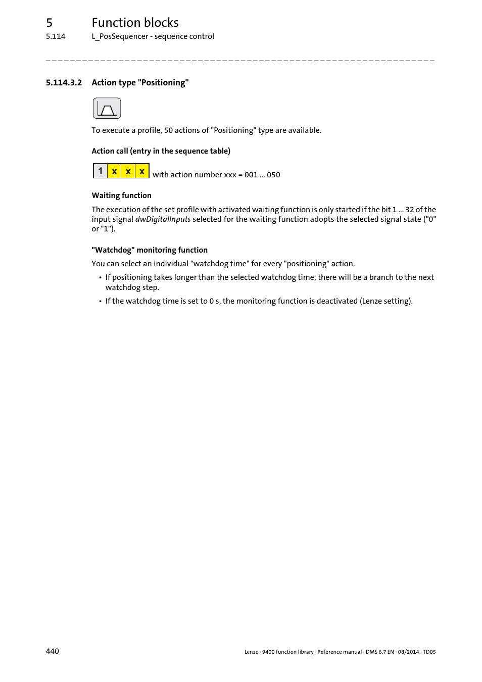 2 action type "positioning, 5function blocks | Lenze E94A User Manual | Page 440 / 682