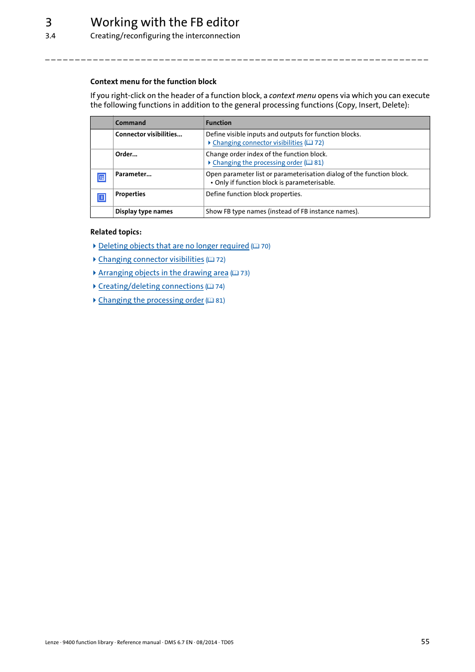 3working with the fb editor | Lenze E94A User Manual | Page 55 / 682