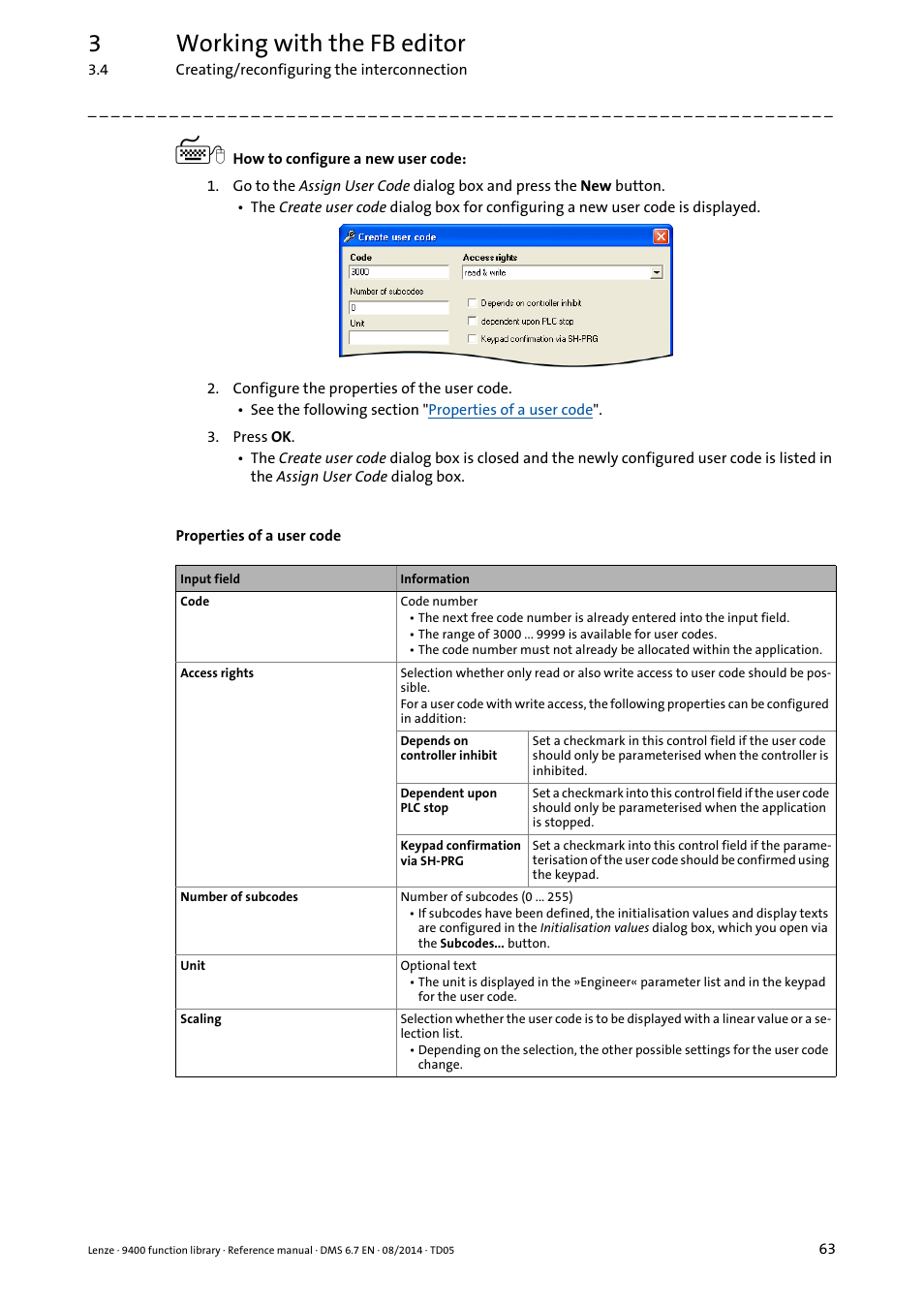 3working with the fb editor | Lenze E94A User Manual | Page 63 / 682