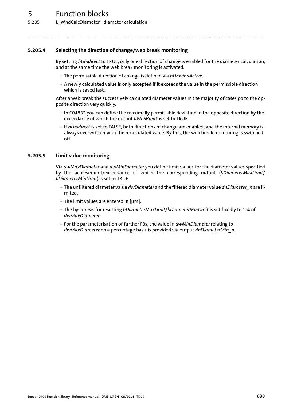 5 limit value monitoring, 5function blocks | Lenze E94A User Manual | Page 633 / 682