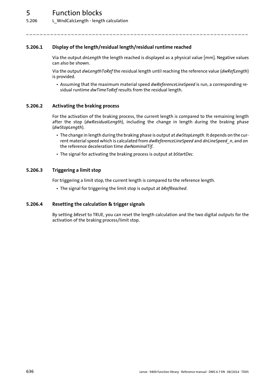 2 activating the braking process, 3 triggering a limit stop, 4 resetting the calculation & trigger signals | 5function blocks | Lenze E94A User Manual | Page 636 / 682