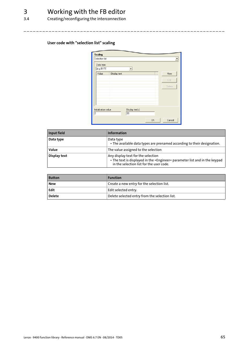 3working with the fb editor | Lenze E94A User Manual | Page 65 / 682