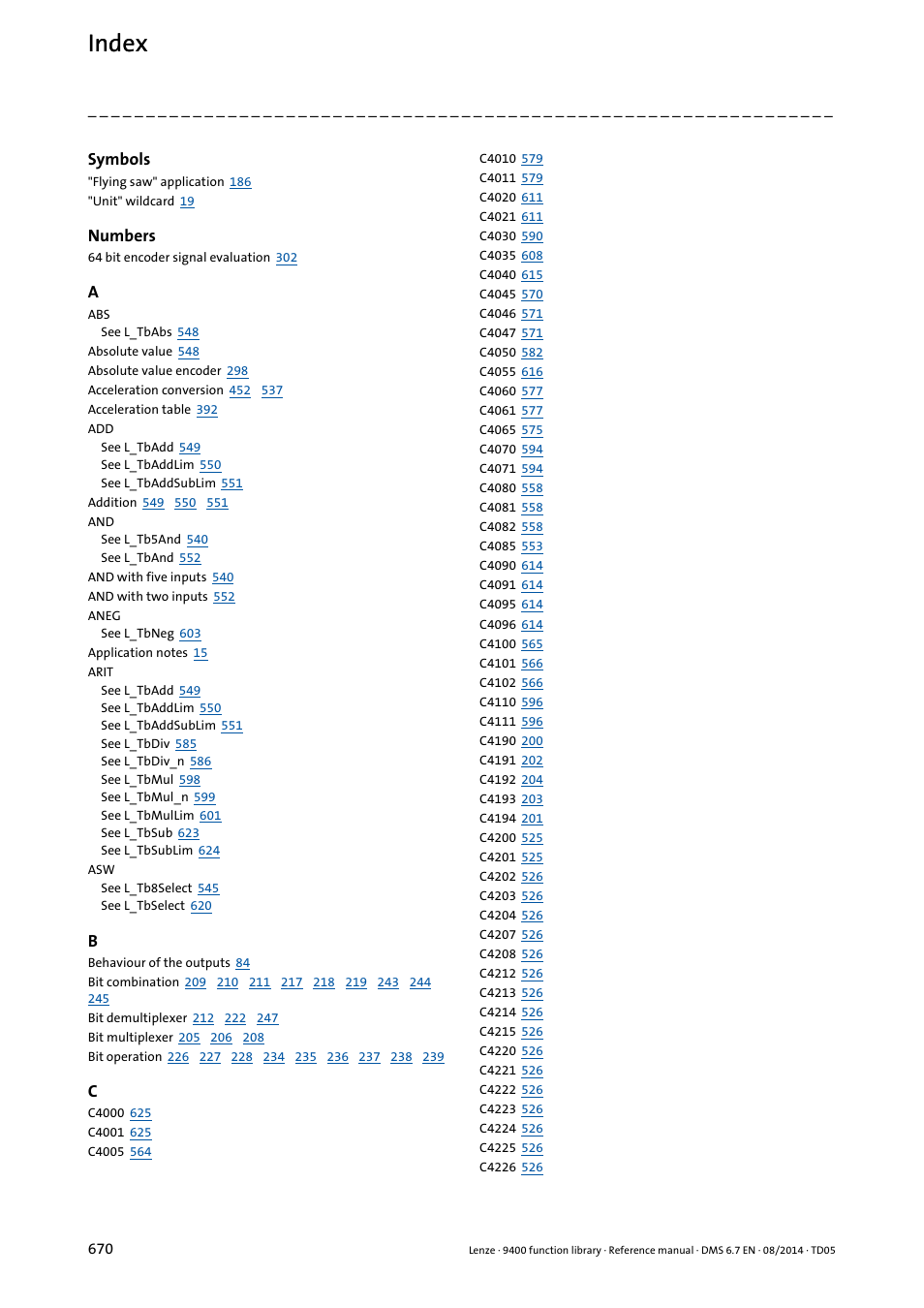 Index | Lenze E94A User Manual | Page 670 / 682