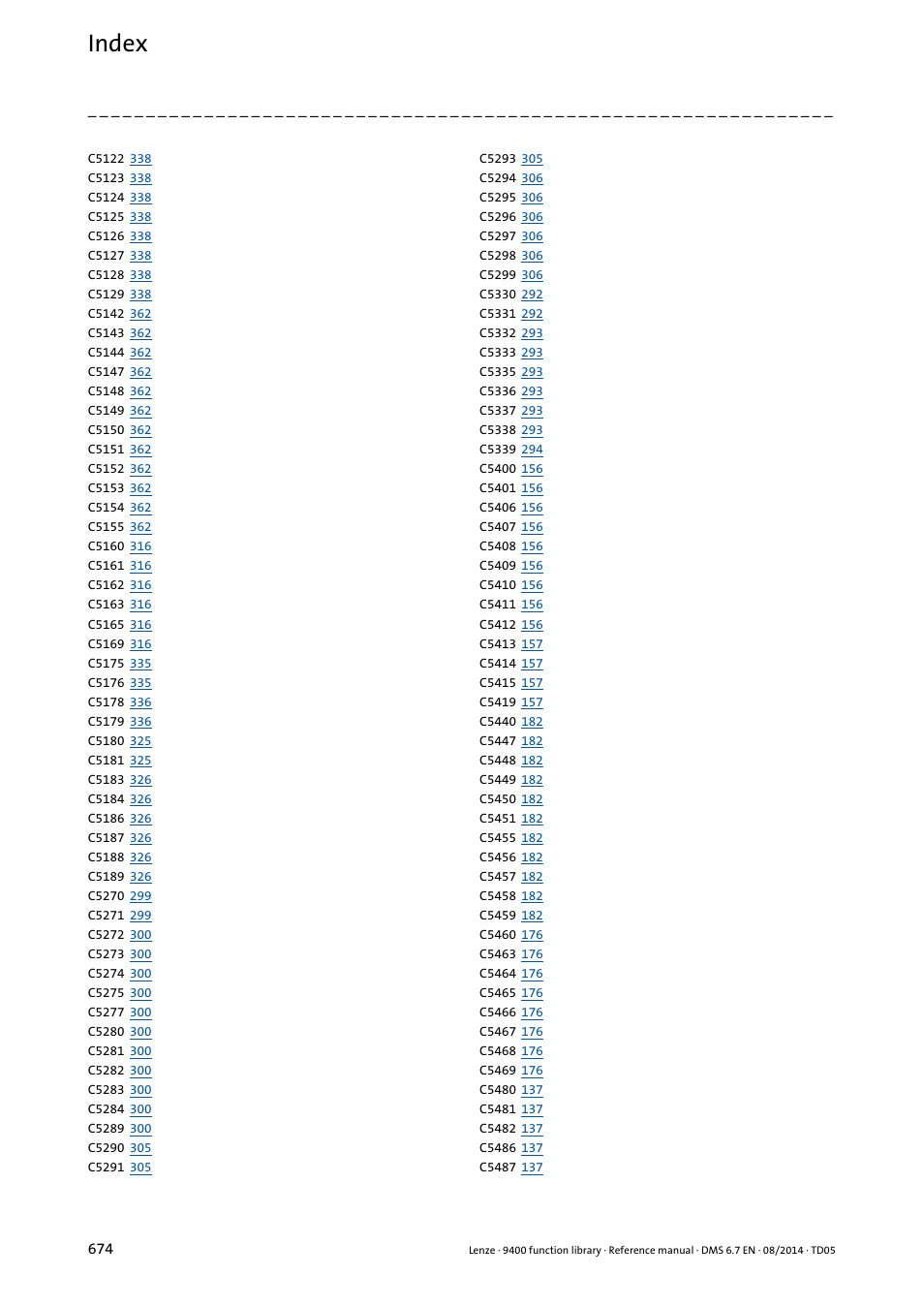 Index | Lenze E94A User Manual | Page 674 / 682