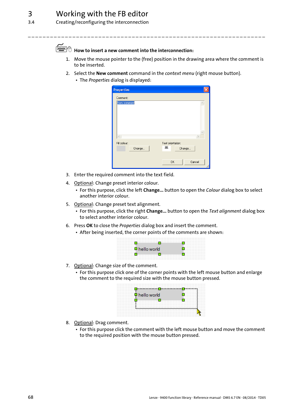 3working with the fb editor | Lenze E94A User Manual | Page 68 / 682