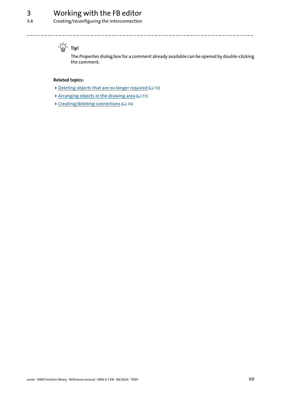 3working with the fb editor | Lenze E94A User Manual | Page 69 / 682