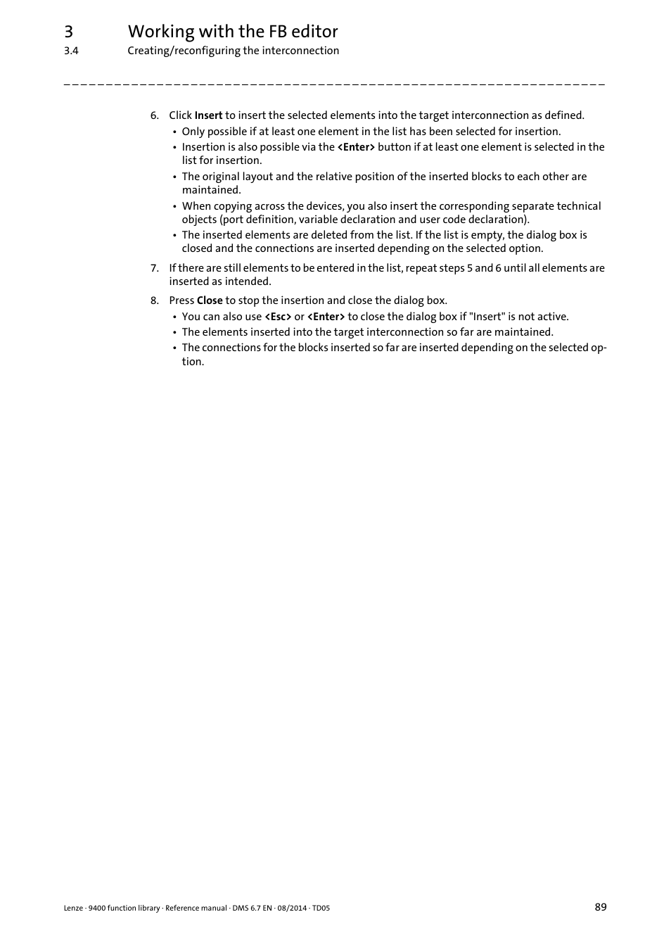 3working with the fb editor | Lenze E94A User Manual | Page 89 / 682