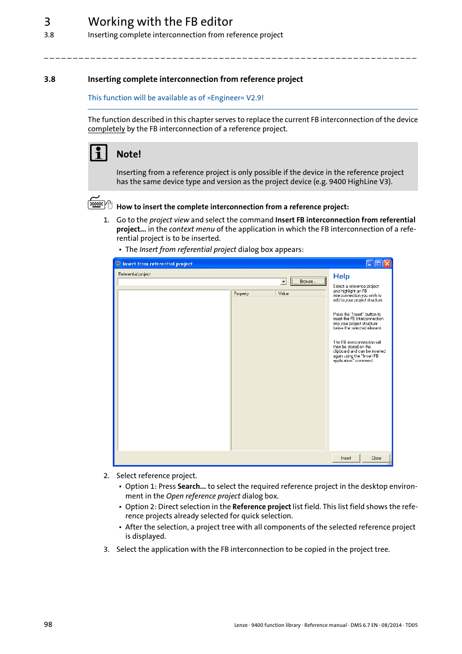 3working with the fb editor | Lenze E94A User Manual | Page 98 / 682