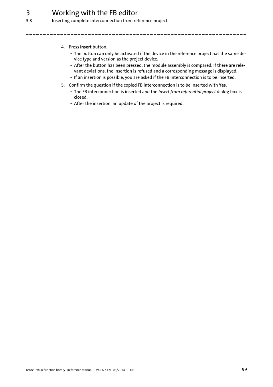 3working with the fb editor | Lenze E94A User Manual | Page 99 / 682