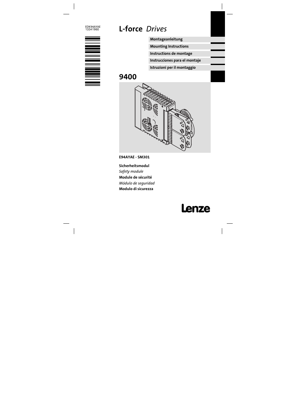 Lenze E94AYAE SM301 User Manual | 74 pages