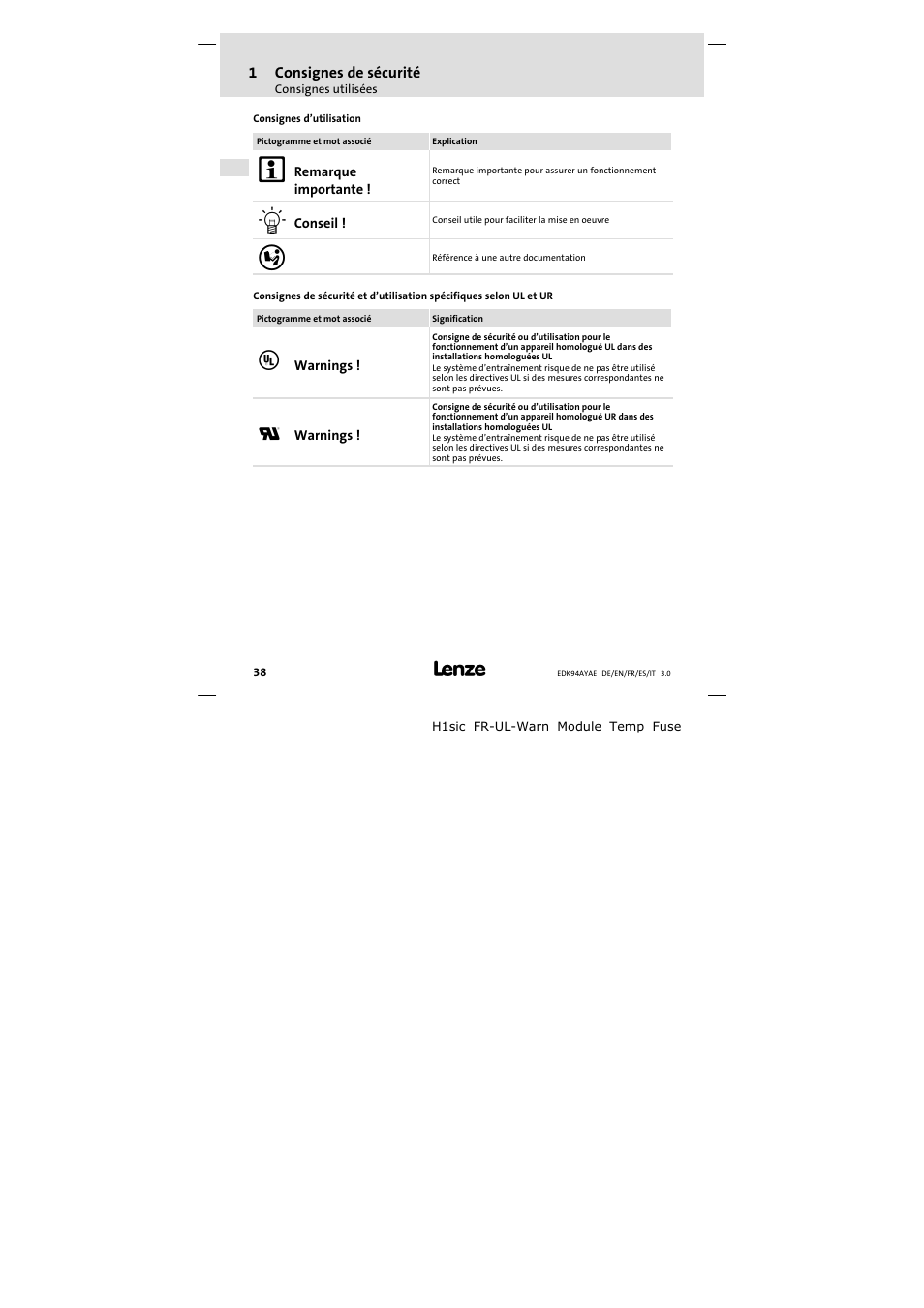 Lenze E94AYAE SM301 User Manual | Page 38 / 74