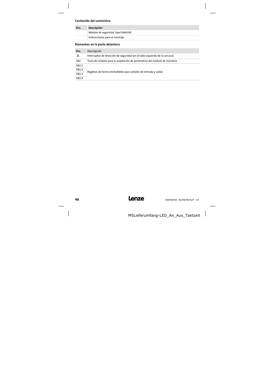 Lenze E94AYAE SM301 User Manual | Page 46 / 74