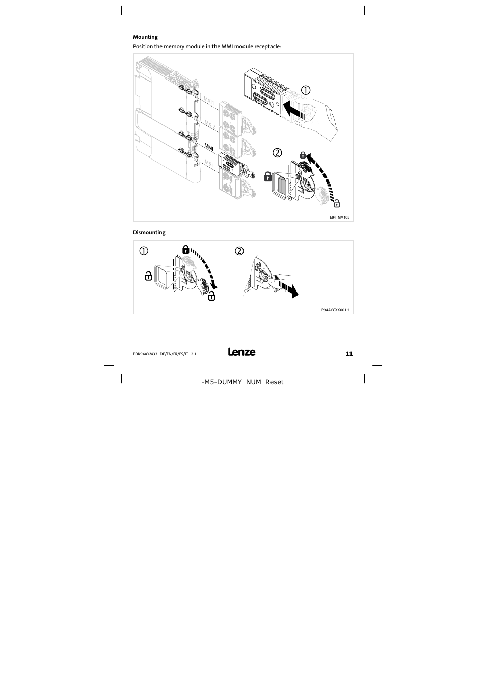 Mounting | Lenze E94AYM33 User Manual | Page 11 / 34