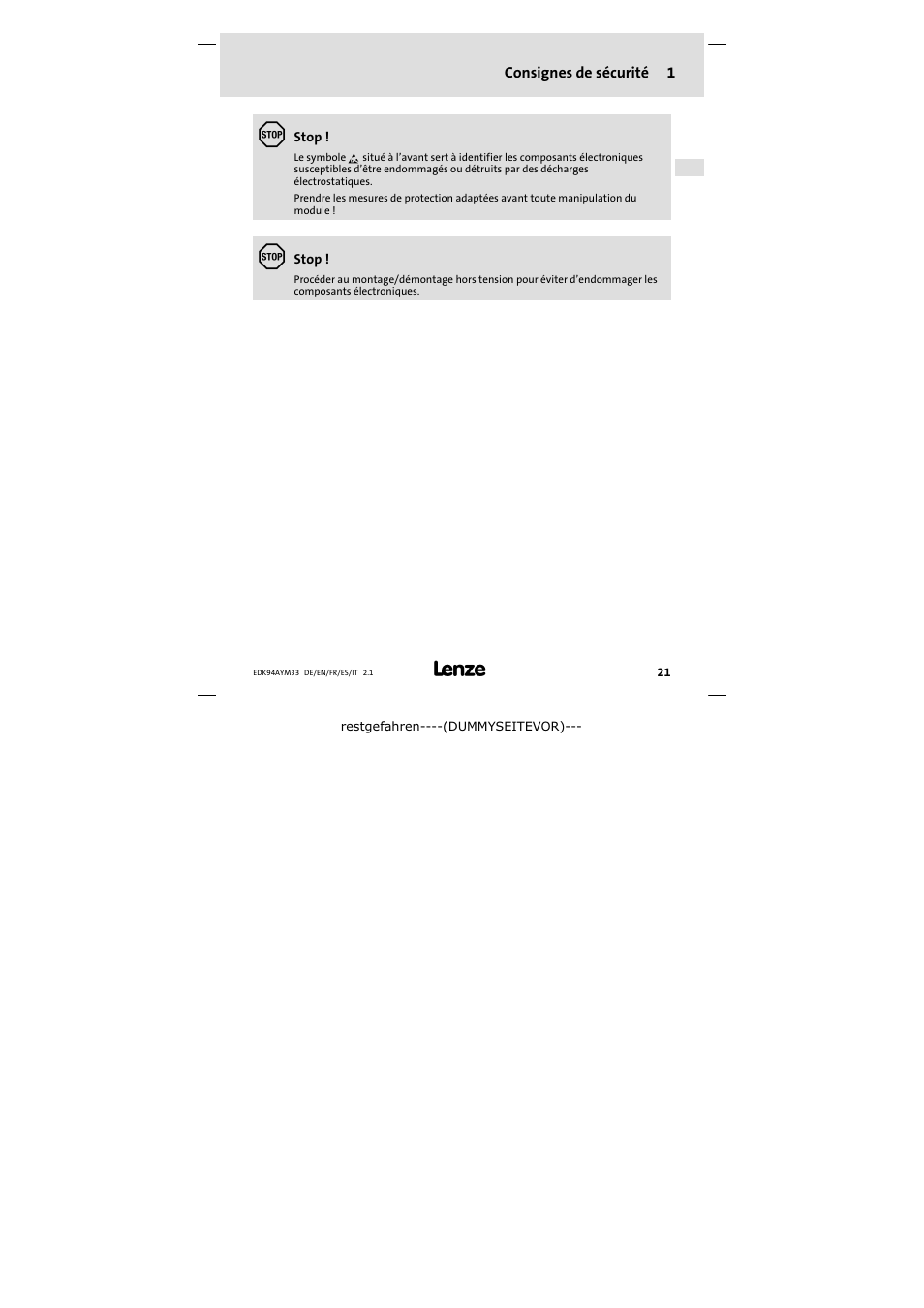 Lenze E94AYM33 User Manual | Page 21 / 34