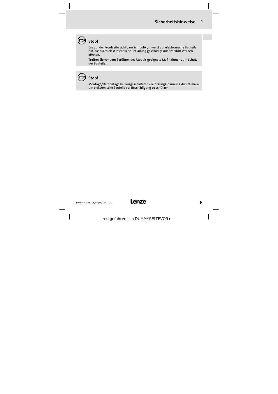 Lenze E94AYM33 User Manual | Page 9 / 34