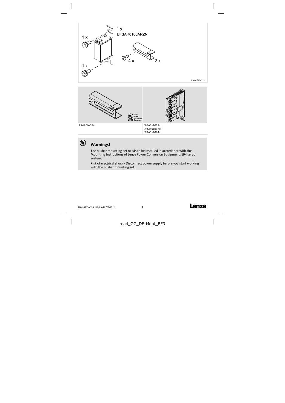 Lenze E94AZJA024 User Manual | Page 3 / 8