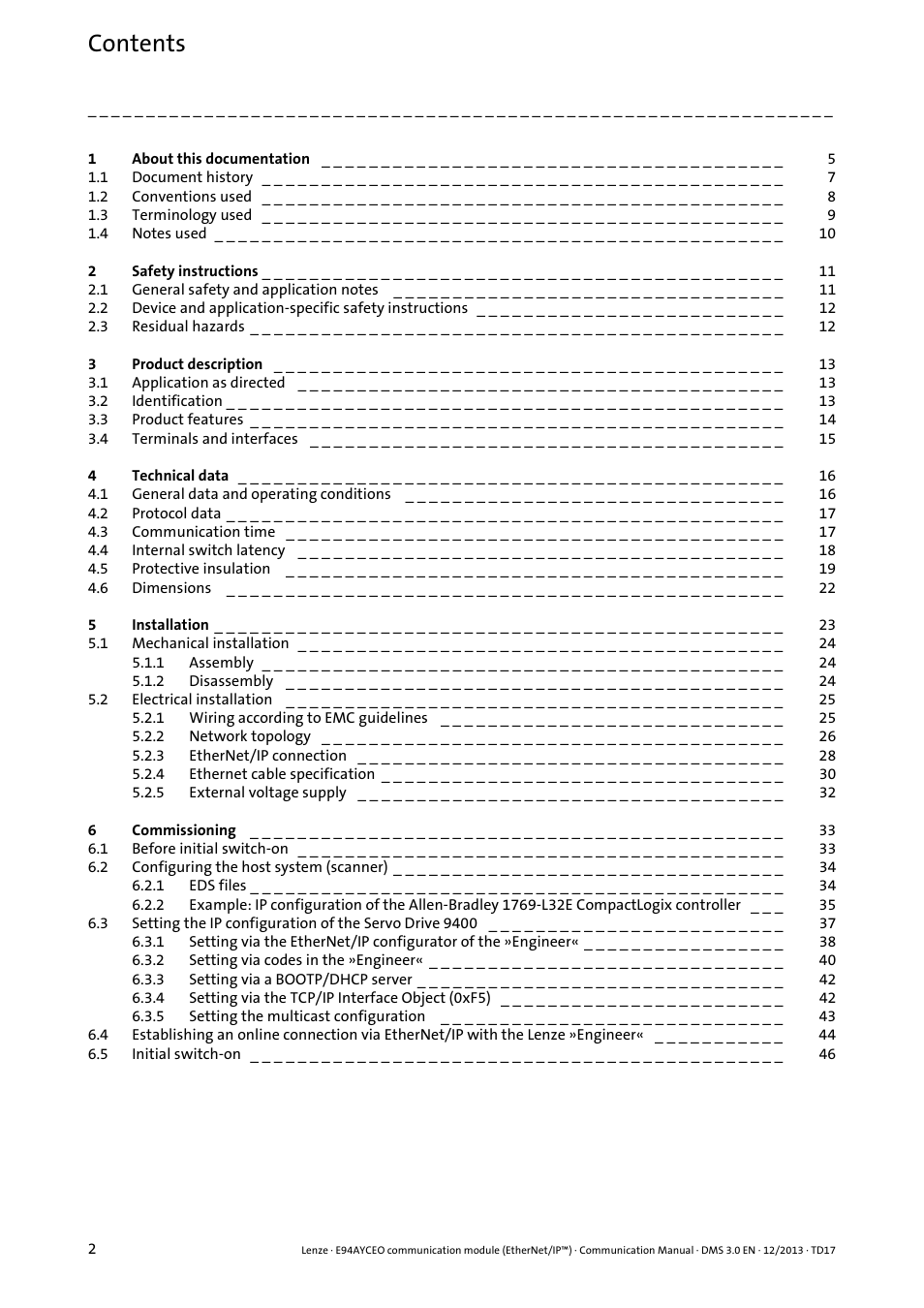 Lenze E94AYCEO User Manual | Page 2 / 149