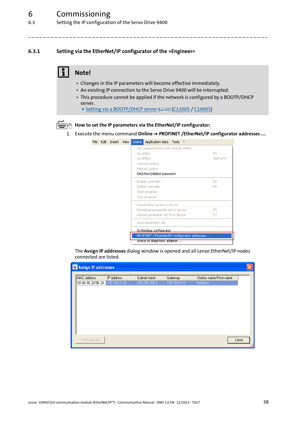 6commissioning | Lenze E94AYCEO User Manual | Page 38 / 149